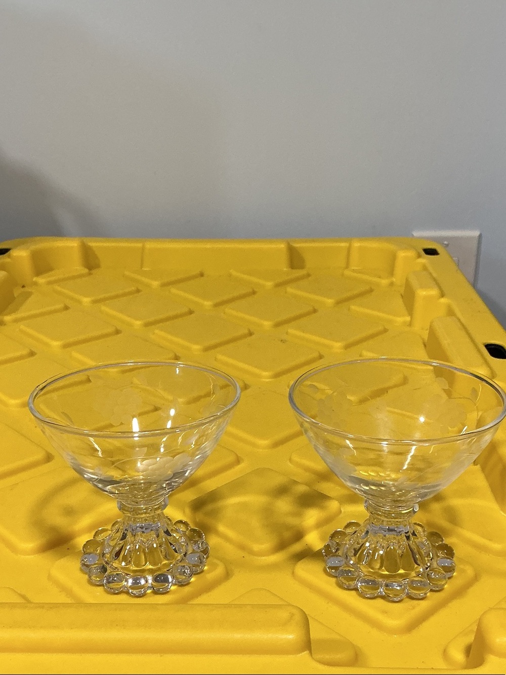 vintage Anchor Hocking Berwick "Boopie
  Pair - Elegant Footed Sherbet Bowls